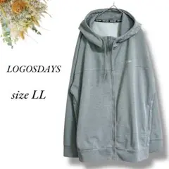 LOGOSDAYS 長袖フード付きパーカー LLサイズ グレー シンプル4010