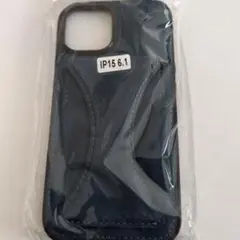 iPhone 15 6.1用ネイビーのレザーケース