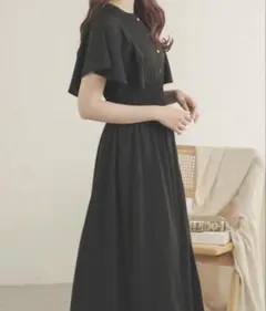 AmbreNeige ラッフルスリーブフレアワンピース