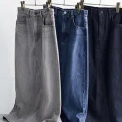 ユニクロ デニムパネルロングスカートXS