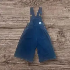 美品 オーバーオール Mサイズ 青 デニム風 ショートパンツ カジュアル