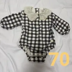 futafuta バースデイ　ギンガムチェック柄ロンパース 70