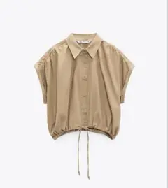 ZARA ベージュ クロップドシャツ