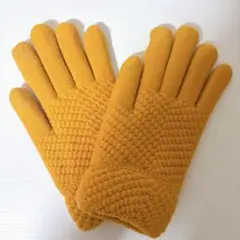 【新品・未使用】マスタードイエロー ニット手袋　暖かい♡