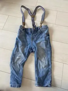サスペンダー付き　デニム　青