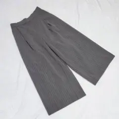 KN0325【ブラーミン】ワイドパンツ【36】ストライプ ウエストゴム グレー