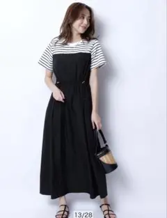 [新品未使用]JUSGLITTY/ビスチェドッキングワンピース S ボーダー