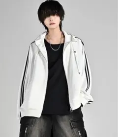 adrer ラインスリーブトラックジップパーカージャケット ホワイト