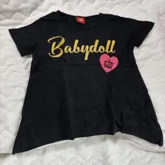 Babydoll 黒 Tシャツ ゴールドロゴ