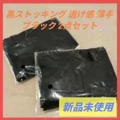 新品未使用品★ 黒ストッキング 透け感 薄手 ブラック 2点セット