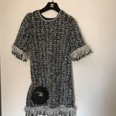 美品☆CHANEL☆ロゴリボンフリンジワンピース