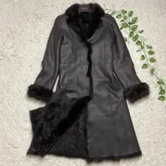 高級 セオリー リアルムートンコート ラムレザー 羊革 フード付き ブラウン
