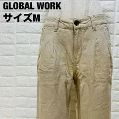 GLOBAL WORK ベージュ ワイドシルエットパンツ タック入り【352】