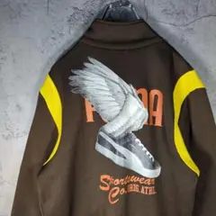 プーマ PUMA バックプリント トラックジャケット ブラウン 茶✕黄ジャージ