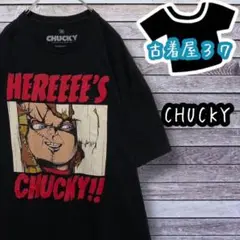 古着チャッキームービーTデカロゴゆるだぼTシャツ黒ブラック2X