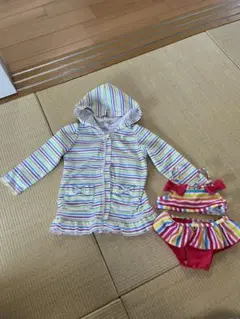 8月末まで出品　ストライプ水着80 ラッシュガード90 女の子