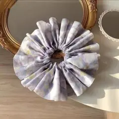 ビッグシュシュ,花柄,大きい,青紫,パープルブルー,Monet-Diameter