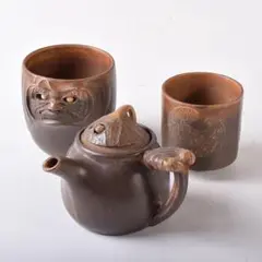 秋田焼 奥田道遊 達磨の目が動く からくり急須 茶器 未使用品 秋田焼 奥田道遊 達磨の目が動く からくり急須 茶器 K2494