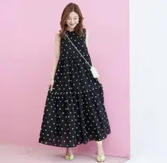OBLI ハート刺繍ティアードワンピース　ライムイエロー