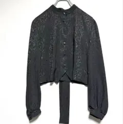 トウキョウイギン　黒いクロップド長袖シャツ　美品　光沢あり　ポリエステル100%