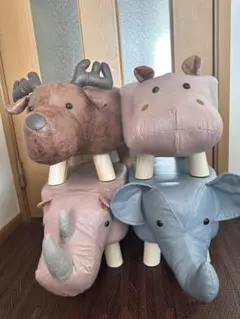 【4種セット】動物デザイン スツール アニマル　椅子　子供用　アニマルスツール