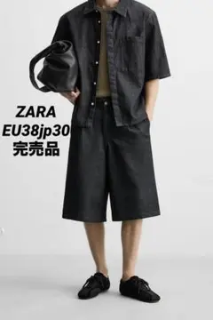 ZARA ザラ プリーツ入りワイドレッグバミューダパンツ EU38 完売品
