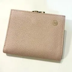皇居 限定品 二つ折り財布 がま口財布 ピンクベージュ 本革製品 菊の御紋レザー