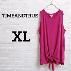 一点もの!!TIMEANDTRUE【XL】ピンクノースリーブTシャツカットソー