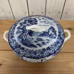 最終値下げ　陶器の風景画小物入れ 直径約25cm