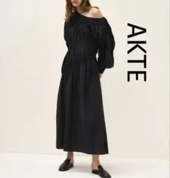 【未使用】AKTE アクテ　デザインギャザーバルーンワンピース
