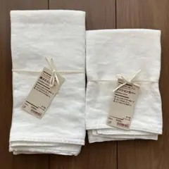 無印良品　フレンチリネン洗いざらし　クッションカバー　オフ白　サイズ違い2点