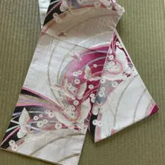正絹 袋帯 花と蝶 美品 華やか 成人式