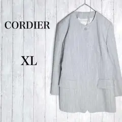 【CORDIER】 ノーカラーコート ロングジャケット キュプラ (XL)