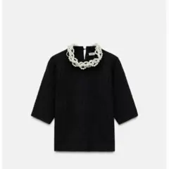 新品未使用タグ付き　ジュエルネックニットセーター　ブラック　S ZARA