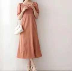 オレンジミディワンピース　プロポーション