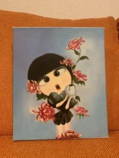 油絵 お花と女の子