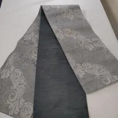 グレー 渦巻き模様 小袋帯