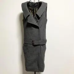 IENA ロングコート ベスト ベルト付き グレー カシミヤ混