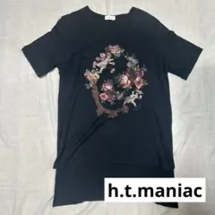 h.t.maniac ビッグシルエット　刺繍　天使　薔薇　ロングTシャツ　古着