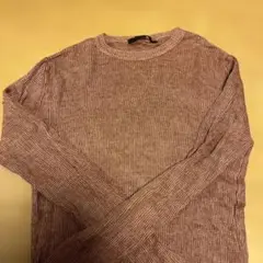 MESSAGERIE ピンク リブ編み 麻ニットーメンズMサイズ