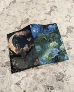 ハンドメイド　文庫本　ブックカバー　文庫本カバー　幻想的な三日月と少女