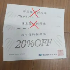 洋服の青山　20％ＯＦＦ　優待券１枚