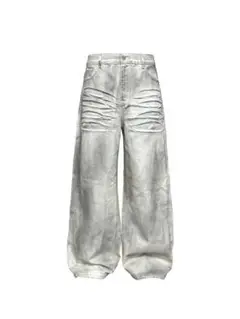 JCAESAR Distressed White Wide-Leg Denim