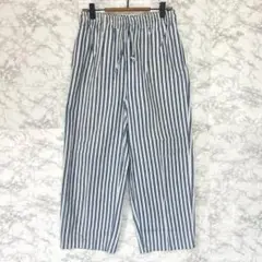 ペプシコーラ◆ストライプ柄ワイドパンツ/ウエストゴム ポケット有り 体型カバー