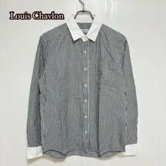 ●【Louis Chavlon】コットンシャツ（M）ストライプ　 配色襟