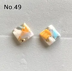 ハンドメイド　ピアス　オレンジブルー