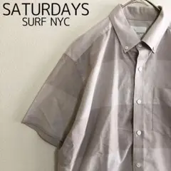 SATURDAYS SURF NYC　サタデーズ　太ボーダー　コットンシャツ　L