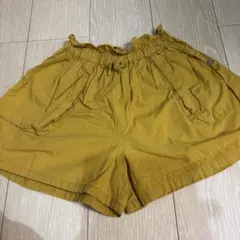 マスタード色 半ズボン ウエストゴム フリル付き