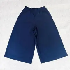 ジョーゼット　ガウチョパンツ(F)ワイド　ウエストゴム　大人カジュアル　綺麗め