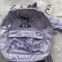 ZARA スティッチ グリッター リュックサック　キッズ　クリアバッグ
